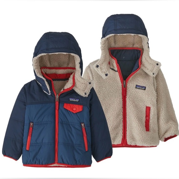 TODDLER PATAGONIA TRIBBLES REVERSIBLE HOODED FLEECE JACKET, 2T - Picture 1 of 13